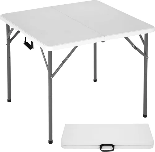 Vista 13 de PayLessHere Mesa plegable de plástico para fiestas, bodas, camping, oficina con asa de transporte (blanco, 6 pies)