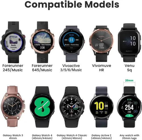 Vista 2 de NotoCity Correa para Garmin Forerunner 245/Forerunner 55, Correa de Repuesto de 20mm para Galaxy Watch 5/5 Pro Galaxy Watch 4 Vivoactive 3