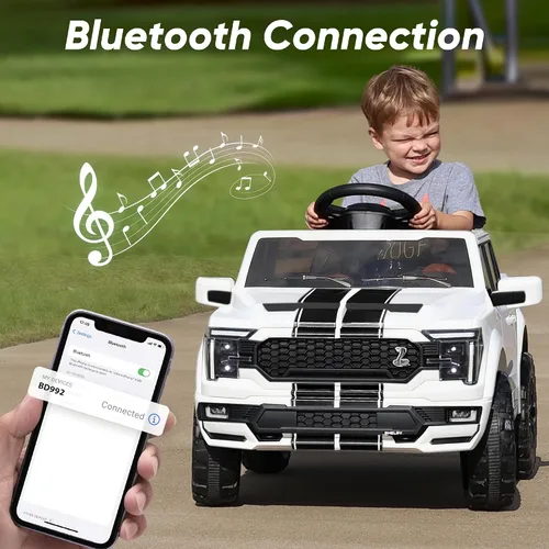 Vista 7 de Ford Shelby F150 24V Ride on juguete para niños 3-6 coche eléctrico con Blanco
