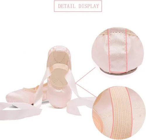 Vista 5 de Stelle Zapatos de ballet para niñas pequeñas, zapatillas de ballet de saténpurpurina para bailar (bebépequeñoniños grandes)