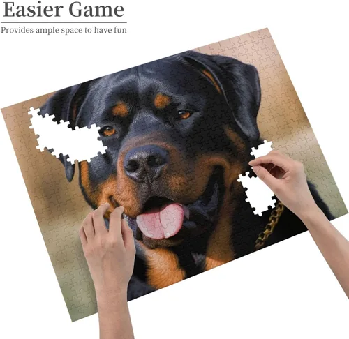 Vista 8 de Rottweiler - Rompecabezas de 500 piezas para perros, rompecabezas personalizados para adultos, rompecabezas de madera, regalo para el hogar, arte