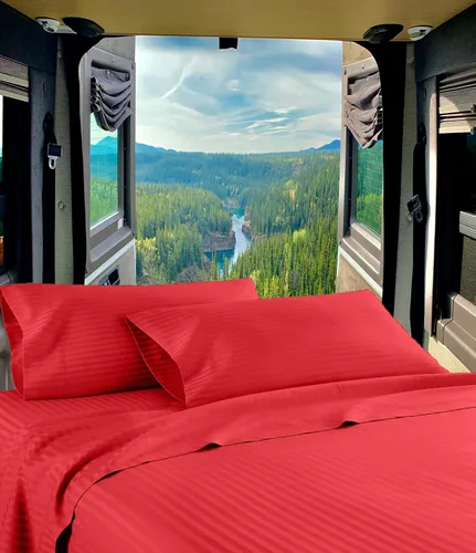 Vista 23 de RV Twin - Juego de sábanas de 28 x 75 pulgadas, 400 hilos, 100% algodón egipcio suave hecho para caravanas, caravanas, barcos y autocaravanas Rayas