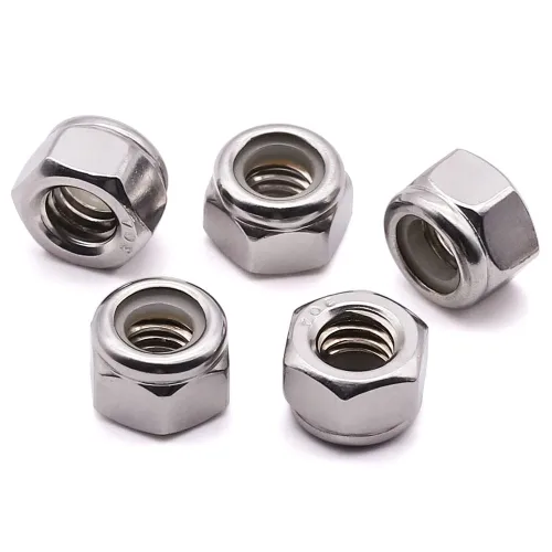 Vista 8 de Tuercas de bloqueo hexagonales con inserto de nailon 1/2-13, tuercas de seguridad inoxidables, accionamiento hexagonal, acabado brillante, acero