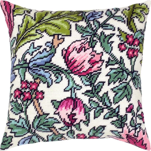 Vista 5 de Kit de bordado floral para adultos y principiantes - Lodden. Claveles de William Morris de 16 × 16 pulgadas con diseño impreso claro y preciso