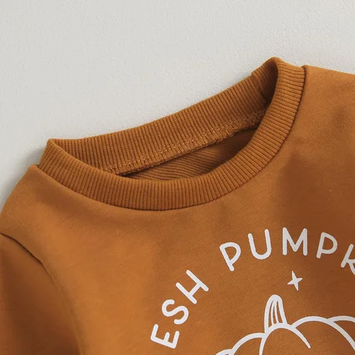 Vista 5 de Covvoliy Conjunto de sudadera de calabaza para bebé y niña, para Halloween, para otoño e invierno