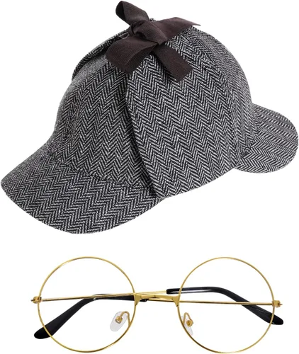 Vista 8 de HOVEOX Conjunto de accesorios de disfraz de detective: sombrero, disfraz de disfraz, accesorio para Halloween
