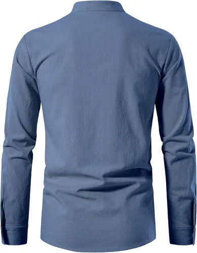 Vista 74 de JEMITOP Men's Pure Cotton Renaissance Lace Up Shirt Verde militar