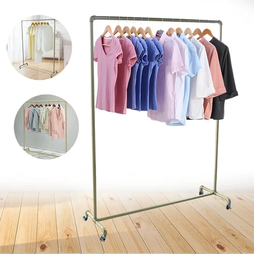 Vista 4 de Perchero de ropa, estante de ropa comercial para colgar ropa, percheros de ropa con ruedas para colgar ropa con ruedas con cerradura para el hogar