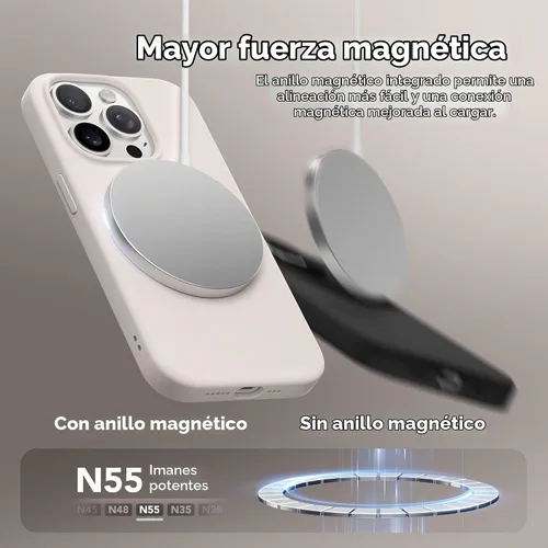 Vista 2 de GONEZ Funda de silicona para iPhone 15 Pro Max, compatible con Magsafe, protector de cámara + protector de pantalla, forro de microfibra suave
