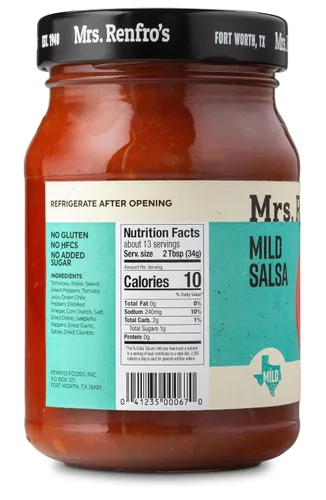Vista 2 de Mrs. Renfro's Salsa suave, tarros de 16 onzas (paquete de 2) – Salsa de tomate suave sin gluten con pimientos y cebollas frescas – Salsa clásica