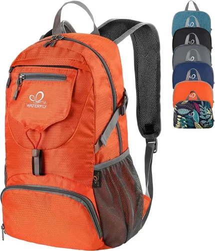 Vista 11 de WATERFLY Mochila pequeña ligera y plegable: mochila de 20 l ultra ligera, plegable, de senderismo, de viaje, de camping, de día, para hombre y mujer