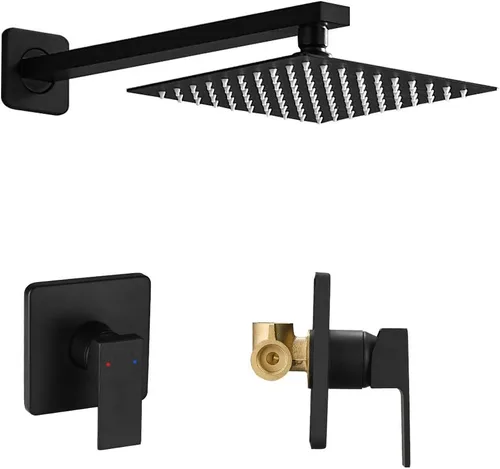 Vista 18 de Sistema de Ducha de Oro Cepillado para Baño de Lujo con Mezclador de Lluvia, Conjunto Combinado de Ducha Montado en la Pared, Sistema de Cabezal