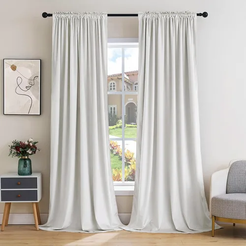 Vista 42 de MIULEE - Juego de 2 paneles de cortinas negro opacas y térmicas de terciopelo para la sala de estar y dormitorio, con bolsillo para cortinero, de 63