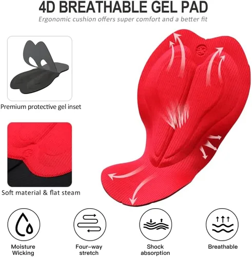 Vista 4 de Souke Sports Ropa interior de ciclismo para hombre, pantalones cortos acolchados 4D para ciclismo, MTB Liner Undershorts con agarre antideslizante