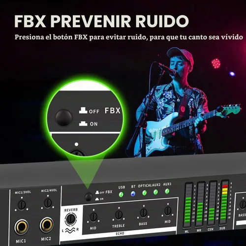 Vista 4 de LX9 Profesional KTV Efector de pre-etapa digital anti-retroalimentación Procesador de audio Echo USB MP3 Bluetooth óptico, 5 entradas de micrófono