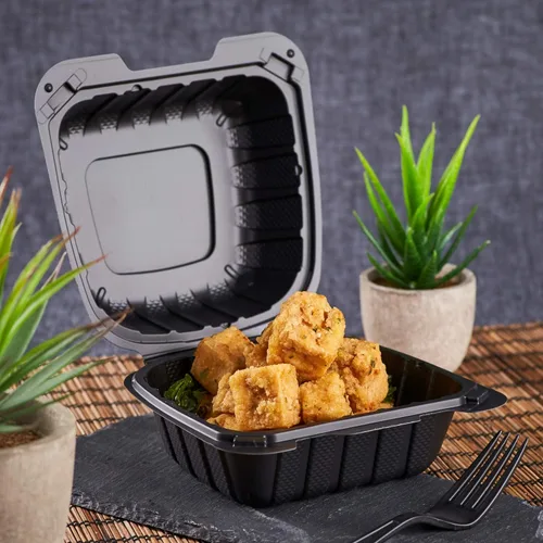 Vista 2 de KARAT EARTH Clamshell - Recipientes de alimentos para llevar [6 x 6 pulgadas - 400 quilates] para llevar, aptos para microondas, congelador