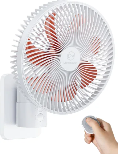 Vista 13 de Ventilador oscilante silencioso de pared de 8.5 pulgadas con control remoto y temporizador, 4 velocidades ajustables para baños pequeños