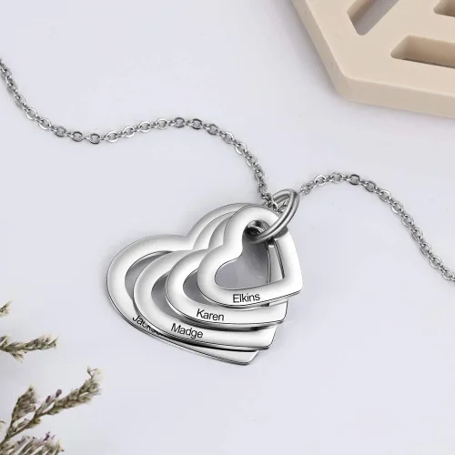 Vista 3 de Wendy Made Custom Name Necklace for Mom Grandma Personalized Heart Necklace with 2-4 Names, Unique Gift for Mother Grandmother Daughter Mothers Day