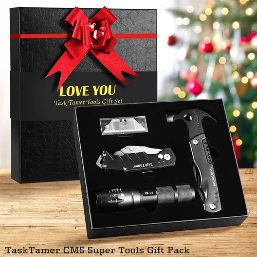 Vista 2 de Regalos para su marido, el juego de regalo multiherramientas "LOVE YOU" incluye martillo multiherramienta, cuchillo utilitario, linterna LED, caja
