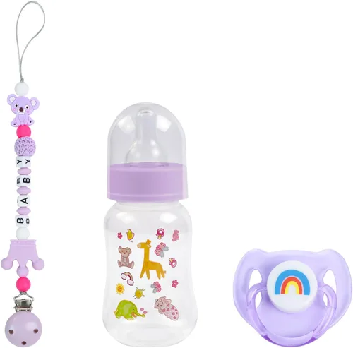Vista 15 de SCOM Juego de Accesorios para Muñeca Bebé Reborn - Chupetes Magnéticos Arcoíris y Biberones para Muñeca Bebé Removibles Reutilizables con Clips