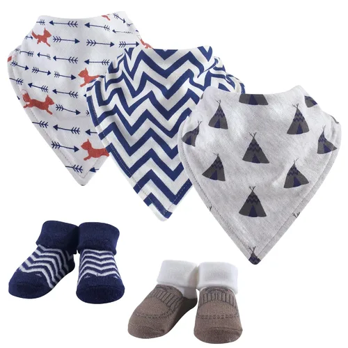 Vista 45 de Hudson Baby Conjunto de babero y calcetines unisex de algodón para bebé, Tamaño único Chica Calabaza
