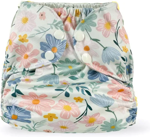 Vista 7 de BISENKID Pañal de tela impermeable reutilizable – Cubierta exterior ajustable sobre una capa interior absorbente para evitar explosiones de orina