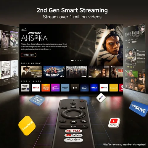 Vista 2 de [2000 ANSI/enfoque automático y Keystone/aplicación integrada] Proyector 4K para exteriores con WiFi y Bluetooth, proyector portátil inteligente