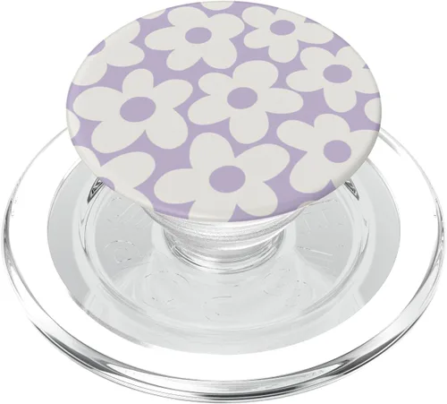 Vista 8 de PopSockets PopGrip para mujer, diseño de flores estéticas, diseño floral, retro, con margaritas