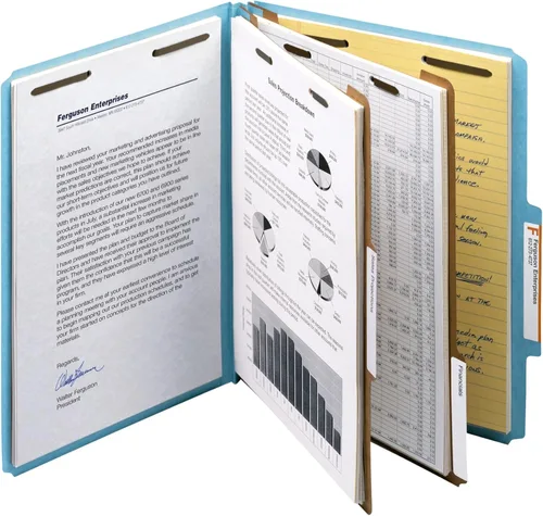 Vista 2 de Carpetas de clasificación azules Smead para documentos, tamaño carta, expansión de 2 pulgadas, 2 divisores, tablero prensado duradero para archivos