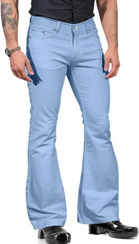 Vista 5 de Pantalones acampanados para hombre, estilo vintage, de los años 60 y 70, para discoteca de los años 70, cómodos, acampanados, pierna retro