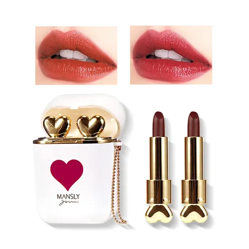 Vista 13 de Juego de 2 lápices de labios mate, a prueba de agua, acabado terciopelo de larga duración, humectante, para labios, doble color, brillo de labios
