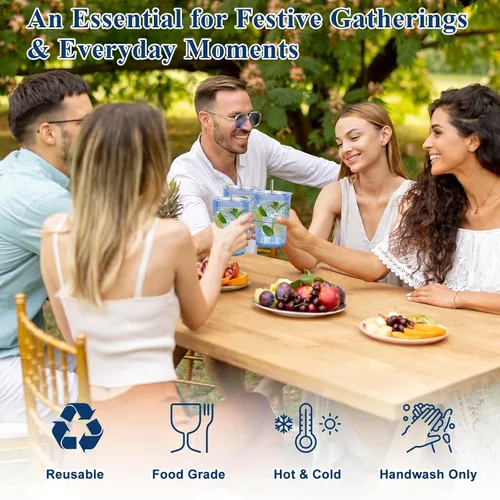Vista 7 de 2 vasos de plástico de 15 onzas con tapas y pajita, tazas de plástico reutilizables para café helado, a prueba de fugas, vasos de viaje para café