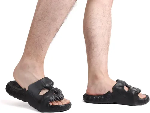 Vista 6 de Sandalias de calavera para hombres y mujeres, sandalias deportivas antideslizantes con nubes, sandalias de punta abierta, cómodas, para playa