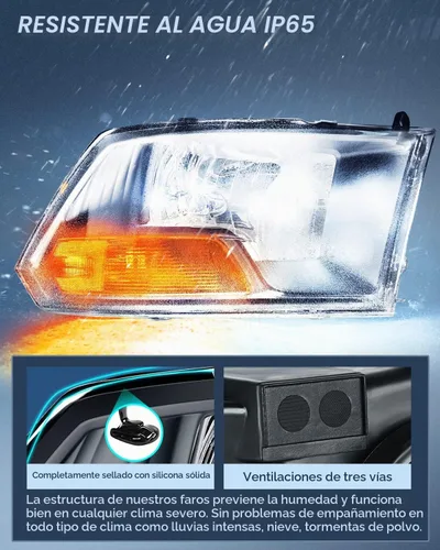 Vista 6 de Nilight Conjunto de faros delanteros para Dodge Ram 1500 2500 3500 2009 2010 2011 2012 modelo de doble haz, repuesto de faros originales