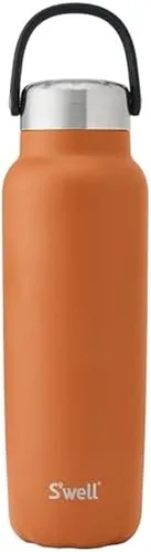 Vista 7 de S'well Explorer de acero inoxidable reciclado con tapa y asa aisladas, 24 onzas, cornalina, recipientes aislados al vacío de triple capa que