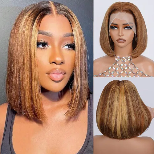 Vista 18 de UTIDE Peluca de cabello humano lacio de 5 x 5 pulgadas, peluca frontal de encaje frontal transparente HD de 150 %, peluca frontal corta y recta de 5