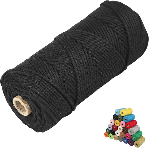 Vista 32 de Cordón de algodón para macramé, hilo torcido de 4 capas, cuerda de algodón natural, suministros perfectos de macramé, para hacer soportes colgantes