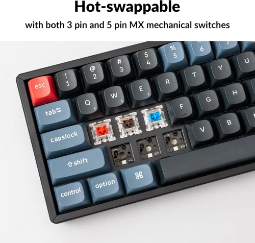 Vista 3 de Keychron K6 Pro QMKLauncher Teclado mecánico inalámbrico programable personalizado Macro intercambiable en caliente Keychron K Pro Interruptor rojo