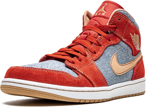 Vista 4 de Jordan Air 1 Mid SE DM4352 600 Denim Red Suede - Talla 10.5, CinnabrioCáñamo-blanco
