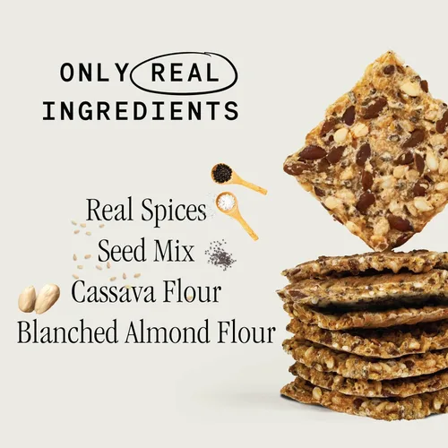 Vista 4 de Julian Bakery® Galletas de semillas orgánicas, sal y pimienta, 4 onzas, sin gluten y con certificación orgánica, sin granos, bajas en carbohidratos