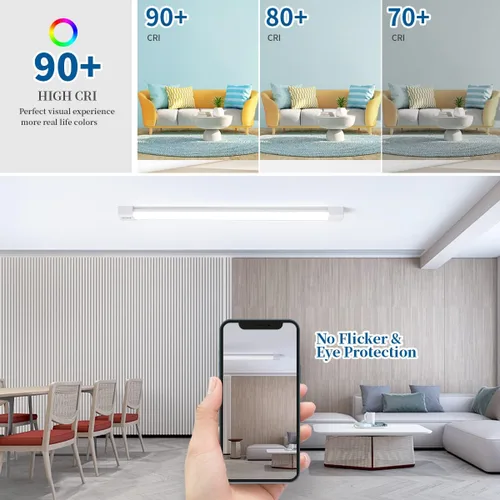 Vista 4 de Lámpara LED Utilitaria para Tienda de 2 pies y 4 pies, con enchufe, Luz de Tubo LED enlazable Impermeable Airand, Lámpara para debajo del gabinete