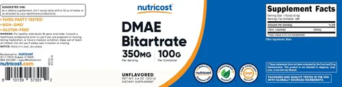 Vista 5 de Nutricost Polvo puro de bitartrato de DMAE 3.53 oz
