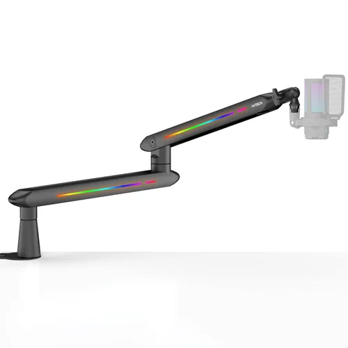 Vista 15 de IXTECH Brazo de Micrófono para Escritorio, Brazo de Micrófono Giratorio de 360° de Bajo Perfil, Brazo de Micrófono Ajustable con Columna Desmontable