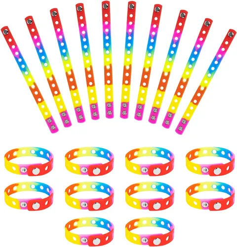 Vista 7 de Muka 20 pulseras de silicona para adultos, pulseras de goma ajustables, Talla única, Silicona 20-pack for adults, 8-1/4 inch circumference, 1/2