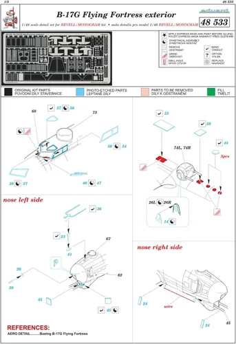 Vista 7 de Eduard Accessories 48533 Model Building Accessories B-17G Flying Fortress Exterior para Revell/Monogram Kit