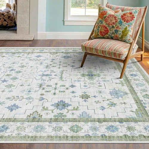 Vista 151 de Hazo Haus – Alfombra pequeña para entrada, cocina o baño, antideslizante con base de goma, resistente a las manchas y a la decoloración, diseño