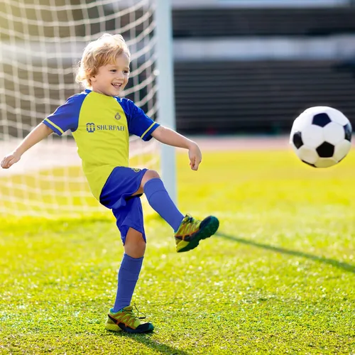 Vista 5 de MYLIPO #7 Camiseta de fútbol para niños, conjunto de fútbol juvenil, calcetines deportivos a juego para proteger los pies, adecuado para niños