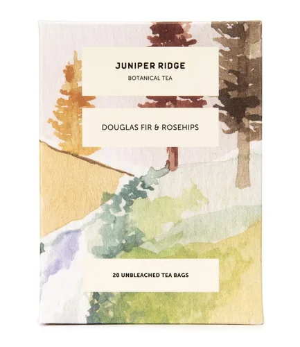 Vista 2 de Juniper Ridge Douglas - Té botánico de abeto y rosa mosqueta - Tarta y picante, cítricos y notas de hoja perenne suaves, vegano, sin cafeína y sin