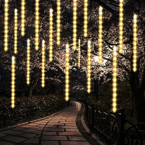 Vista 13 de LJLNION Luces de Lluvia de Meteoros, Luces de Navidad de Carámbanos para Exteriores de 12 Pulgadas, 8 Tubos 288 LED Luces de Carámbano Luz de Nieve