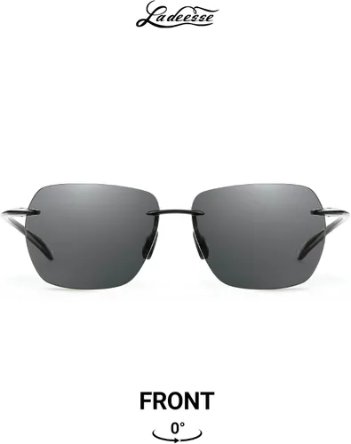 Vista 2 de LADEESSE Sunglasses Men - Rimless Square Polarized Sunglasses - Lightweight TR90 Frame Sun Glasses with UV Protection